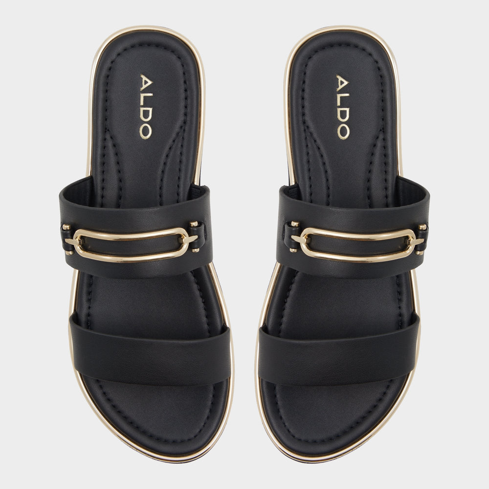 Aldo Lagoon Other Black Women's Strappy sandals - Strappy flat sandal, Footbed sandal Women