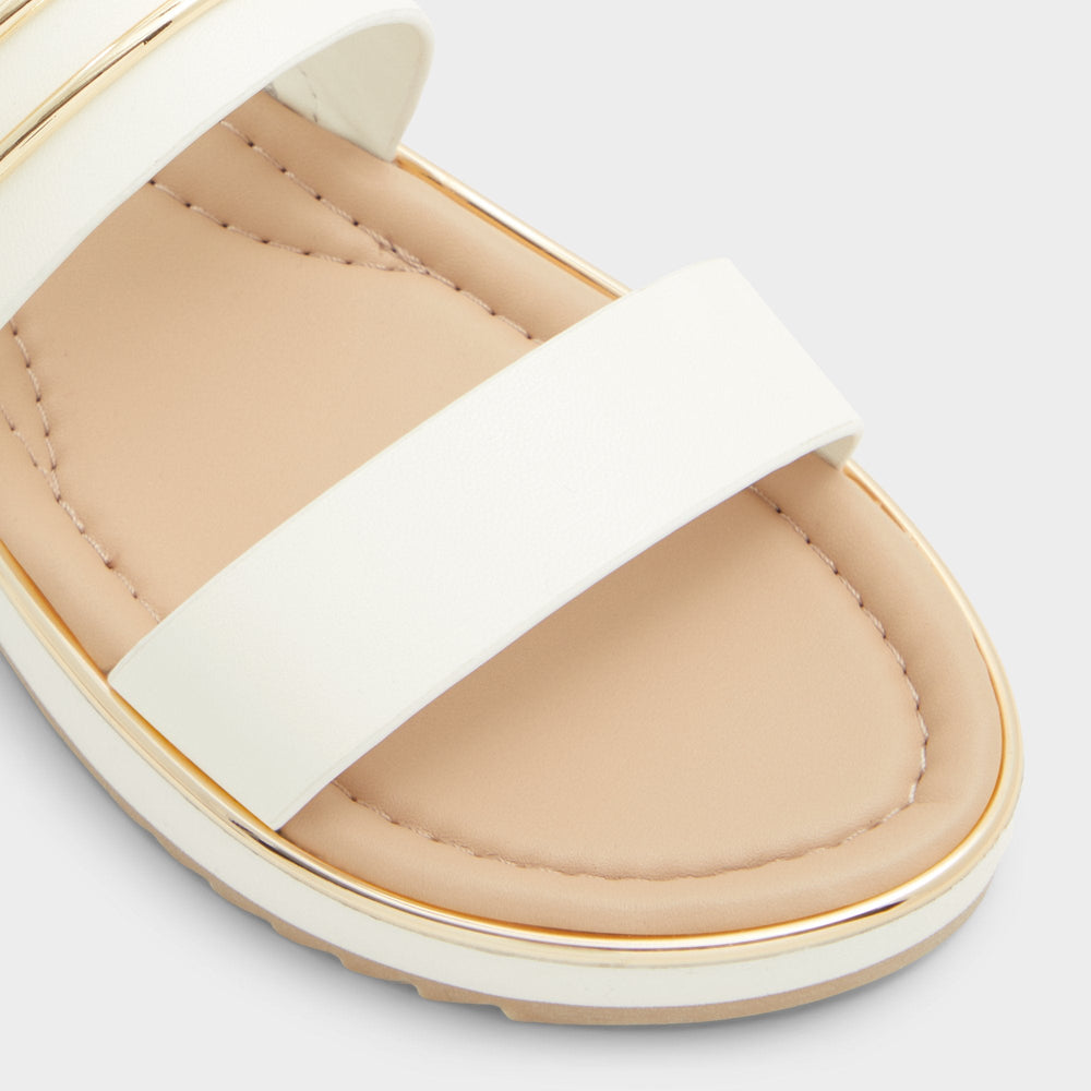 Aldo Lagoon White Women's Strappy sandals - Slide sandal, Footbed sandal Women