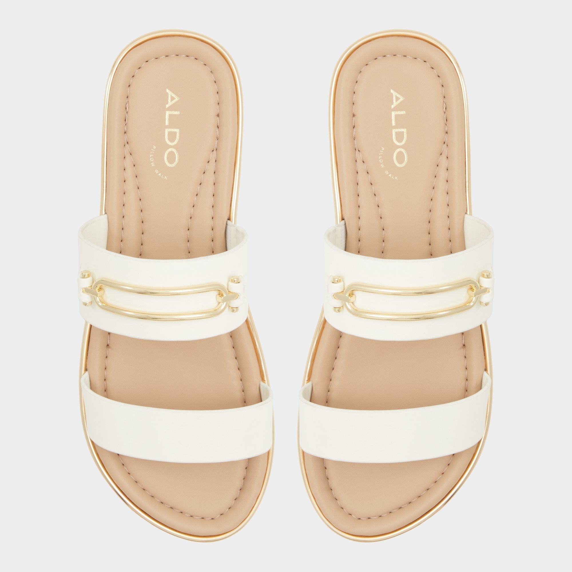 Aldo Lagoon White Women's Strappy sandals - Slide sandal, Footbed sandal Women