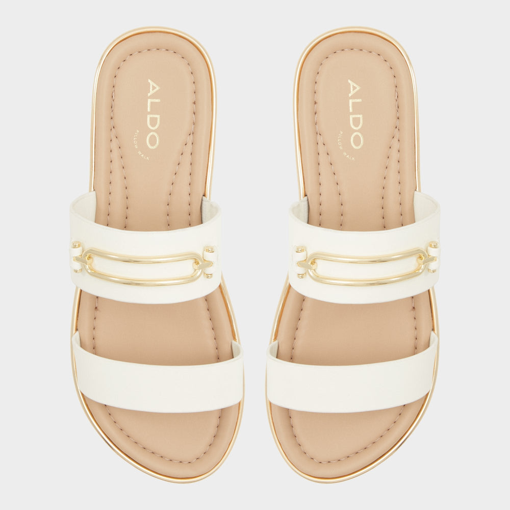 Aldo Lagoon White Women's Strappy sandals - Slide sandal, Footbed sandal Women