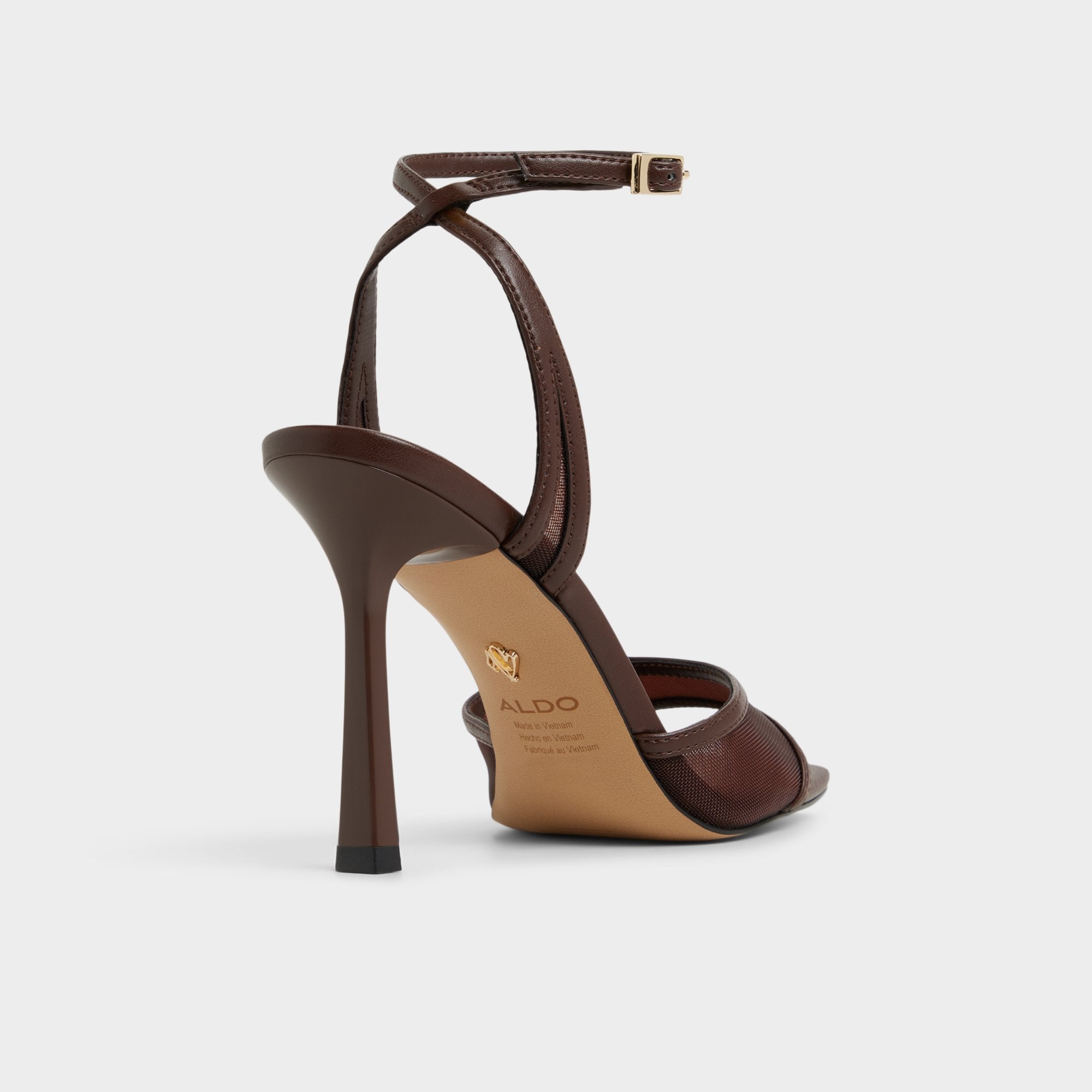 Aldo Sharra in Dark Brown - Strappy heeled sandal, Stiletto heel Women