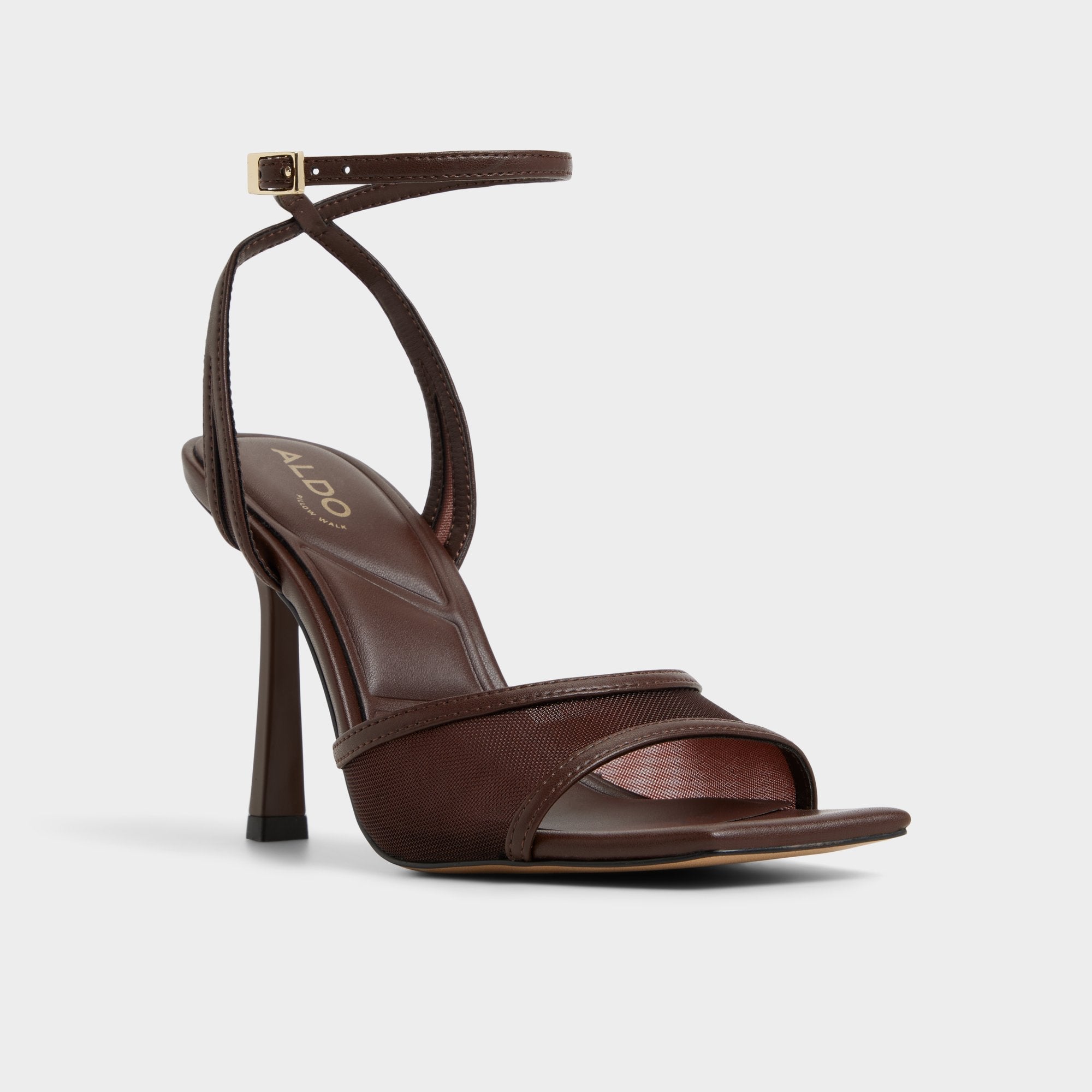 Aldo Sharra in Dark Brown - Strappy heeled sandal, Stiletto heel Women
