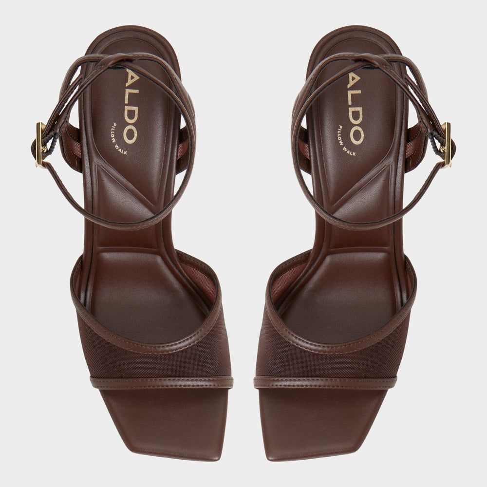 Aldo Sharra in Dark Brown - Strappy heeled sandal, Stiletto heel Women