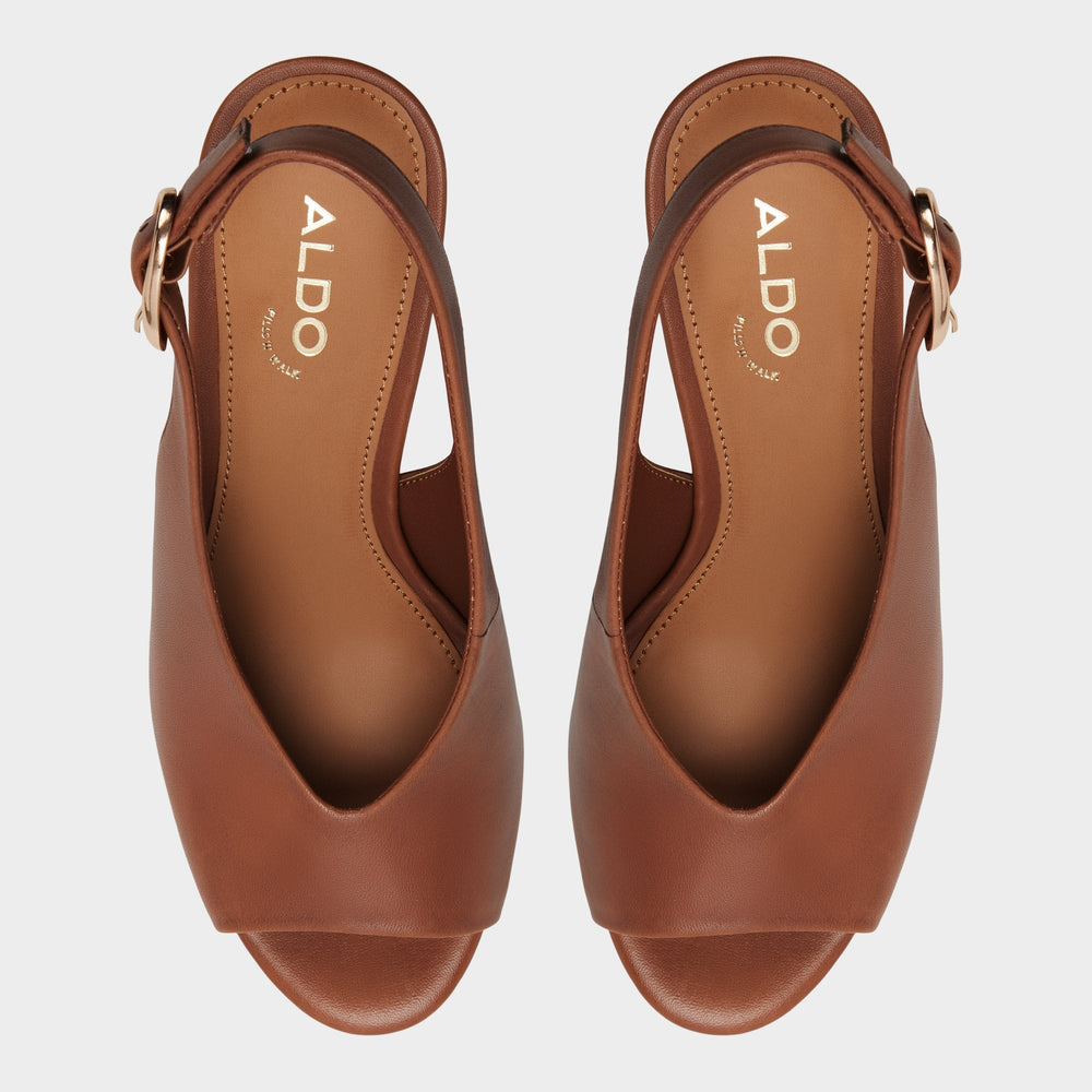 Aldo Tatianah in Dark Brown - Sling back heeled sandal, Wedge heel Women