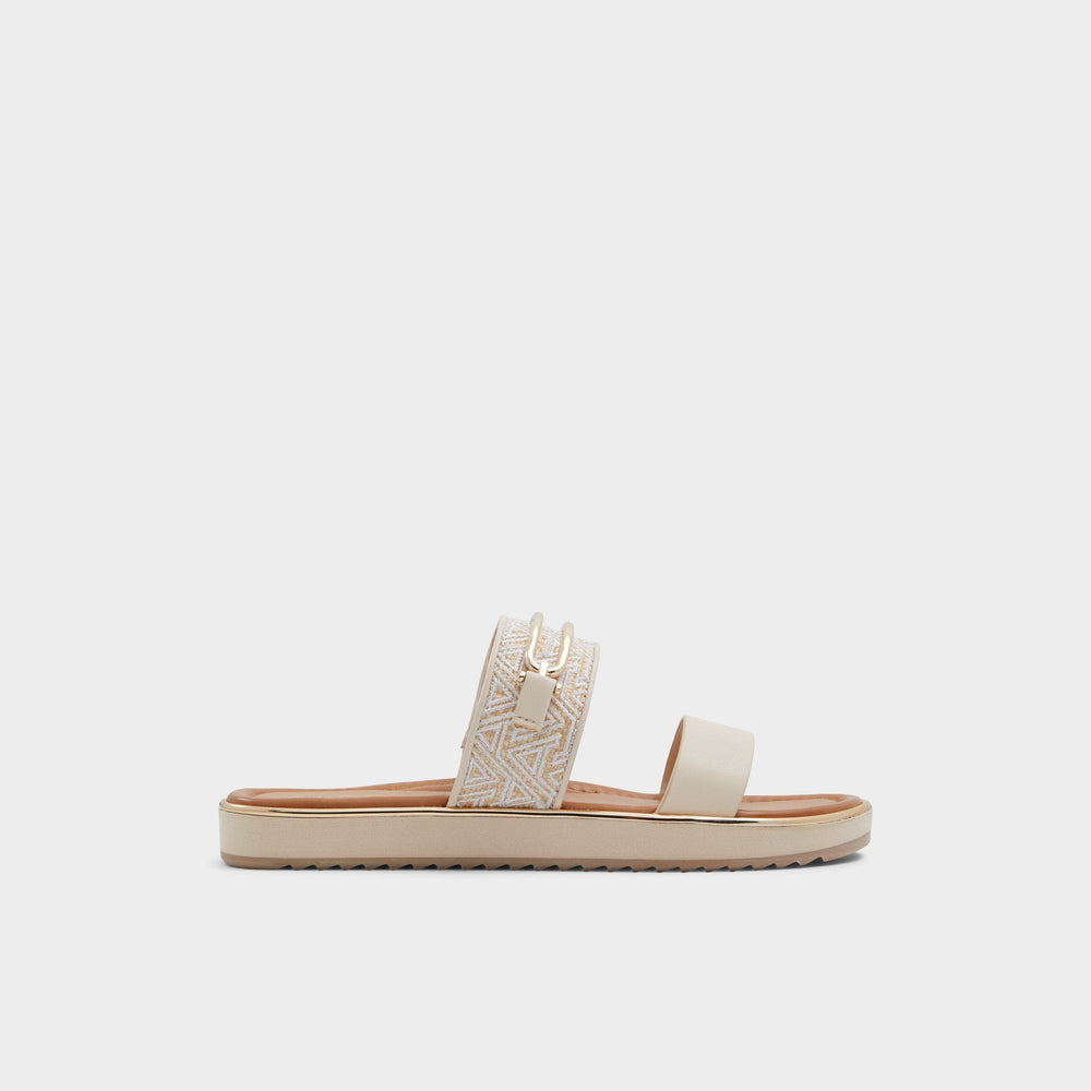 Aldo Lagoon Other Beige Synthetic Print Women's Footbed sandals - Slide sandal, Footbed sandal Women