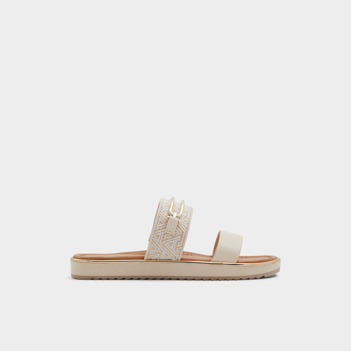 Aldo Lagoon Other Beige Synthetic Print Women's Footbed sandals - Slide sandal, Footbed sandal Women