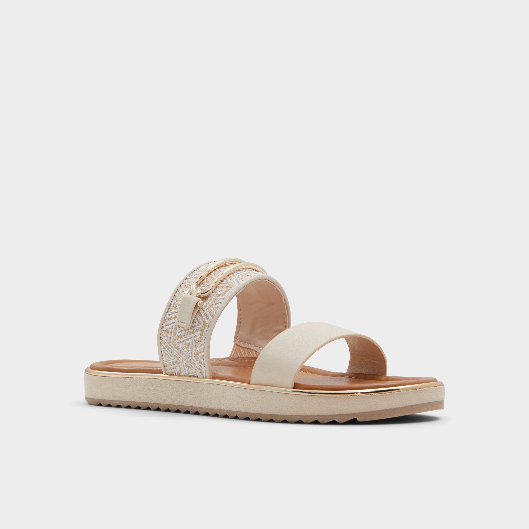 Aldo Lagoon Other Beige Synthetic Print Women's Footbed sandals - Slide sandal, Footbed sandal Women