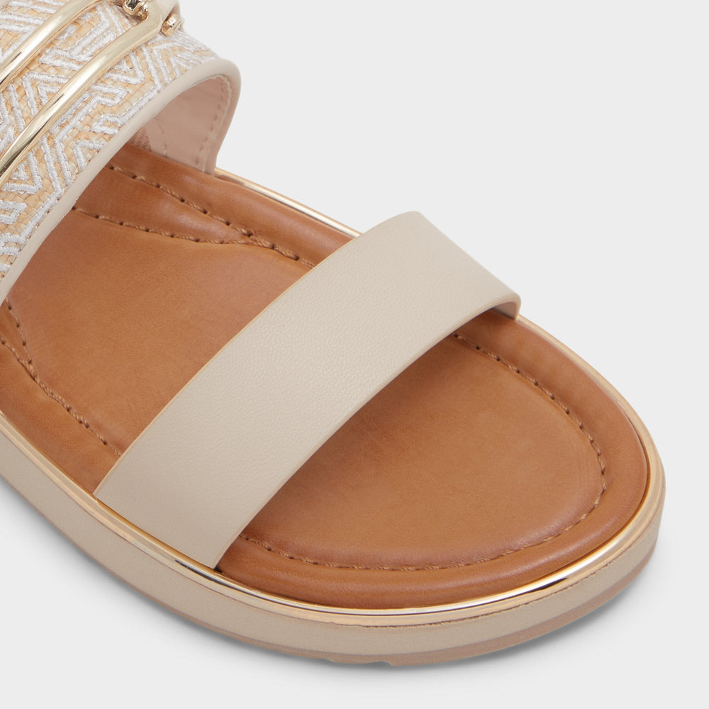 Aldo Lagoon Other Beige Synthetic Print Women's Footbed sandals - Slide sandal, Footbed sandal Women