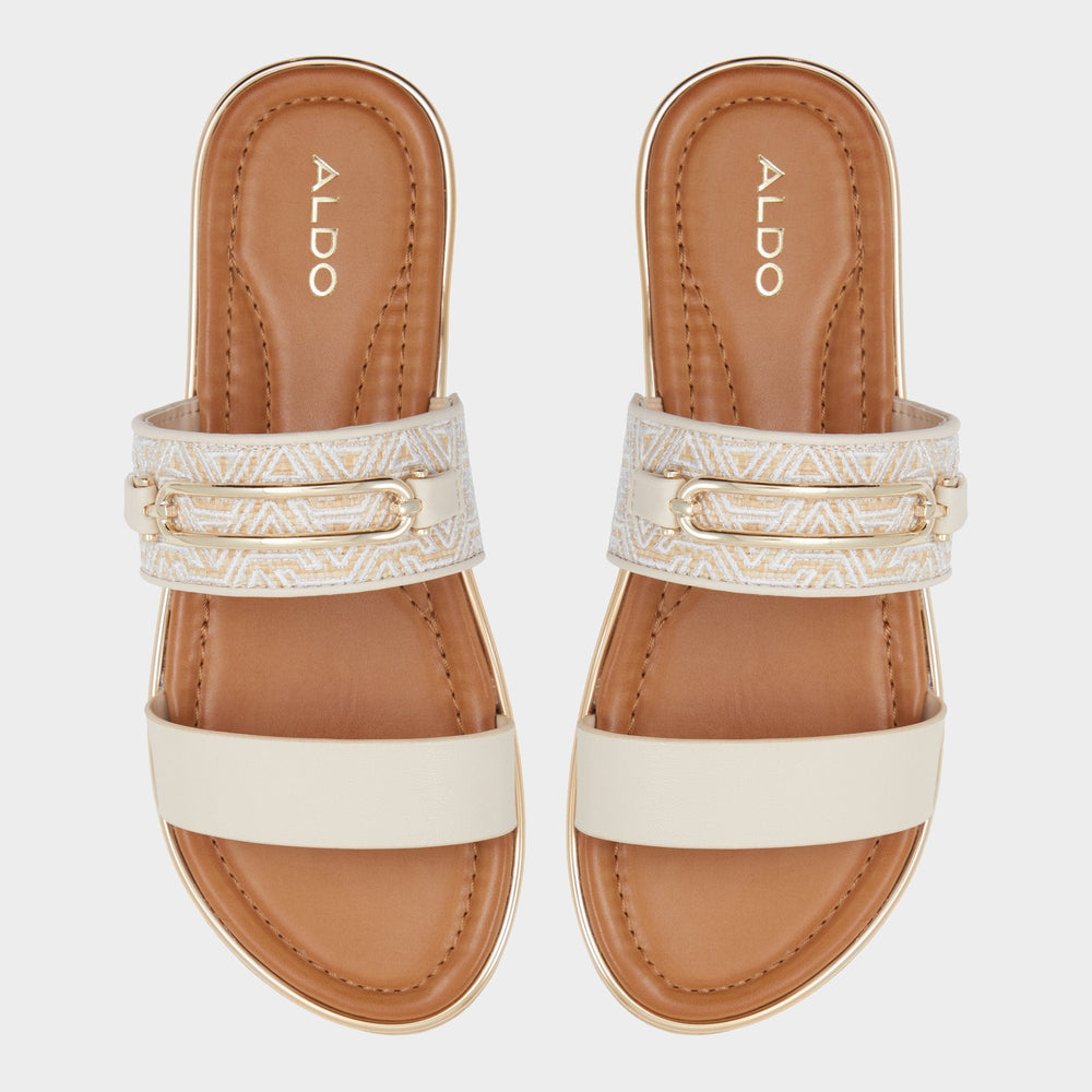 Aldo Lagoon Other Beige Synthetic Print Women's Footbed sandals - Slide sandal, Footbed sandal Women
