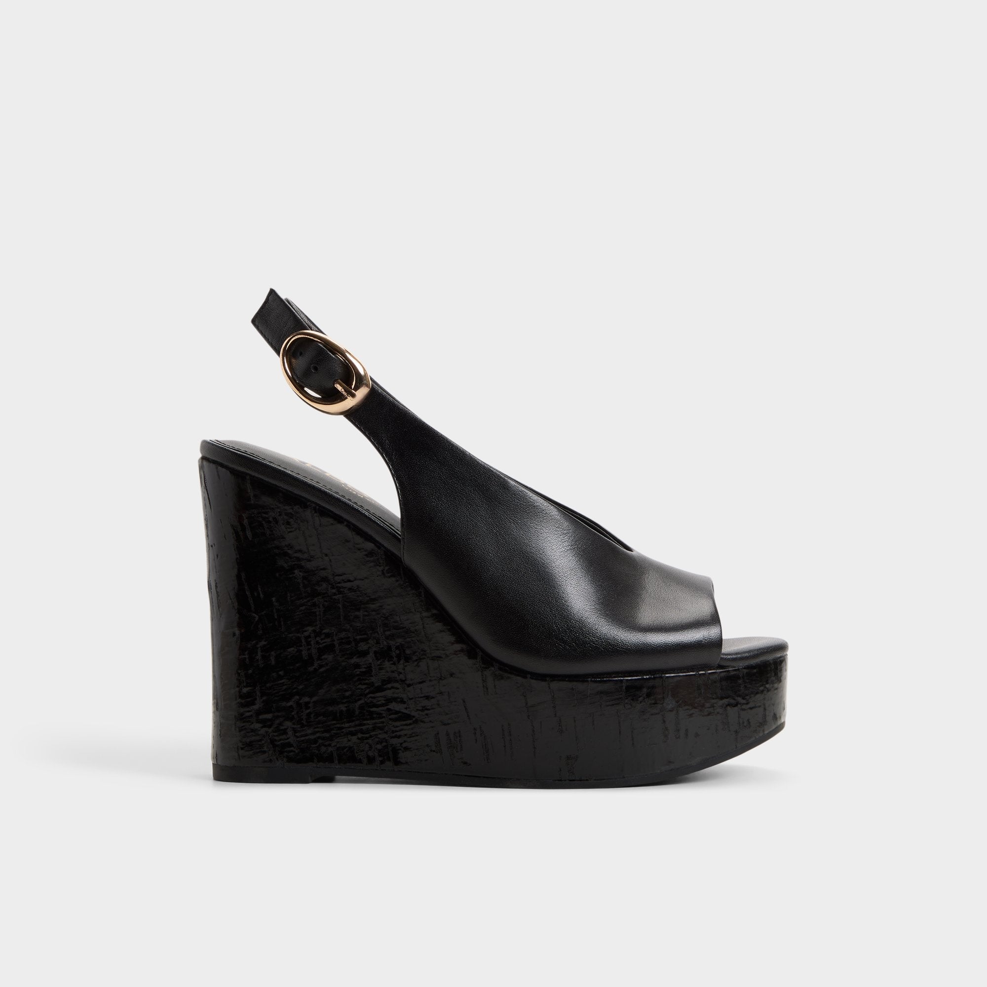 Aldo Tatianah in Black - Sling back heeled sandal, Wedge heel Women