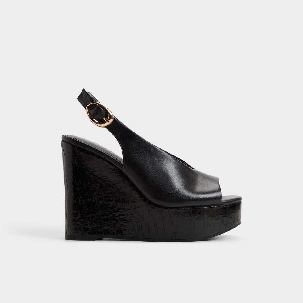 Aldo Tatianah in Black - Sling back heeled sandal, Wedge heel Women