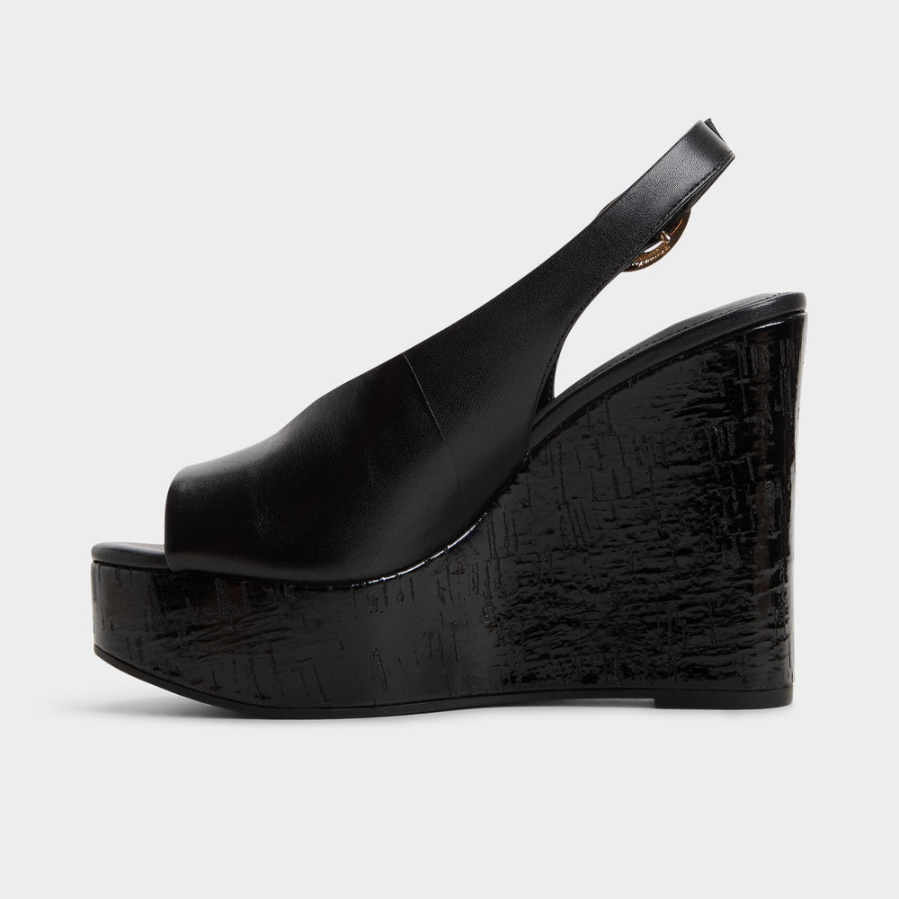 Aldo Tatianah in Black - Sling back heeled sandal, Wedge heel Women