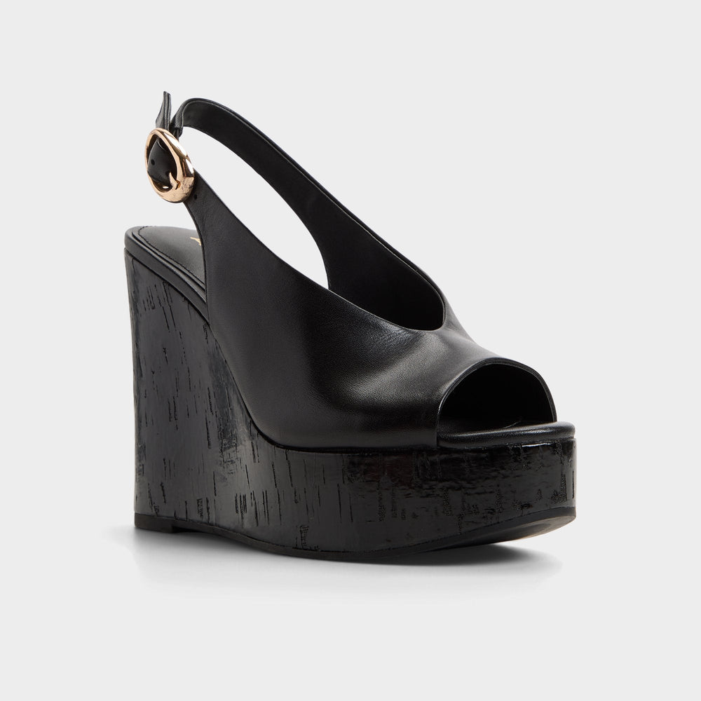 Aldo Tatianah in Black - Sling back heeled sandal, Wedge heel Women