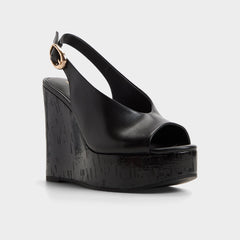 Aldo Tatianah in Black - Sling back heeled sandal, Wedge heel Women