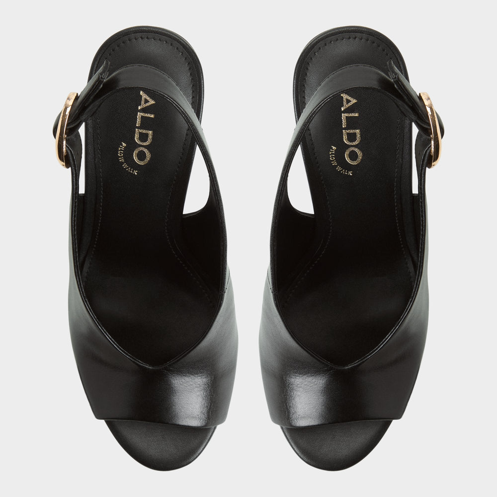 Aldo Tatianah in Black - Sling back heeled sandal, Wedge heel Women