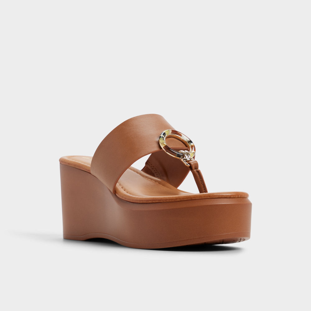 Aldo Friegan in Medium Brown - Slide sandal, Wedge heel Women