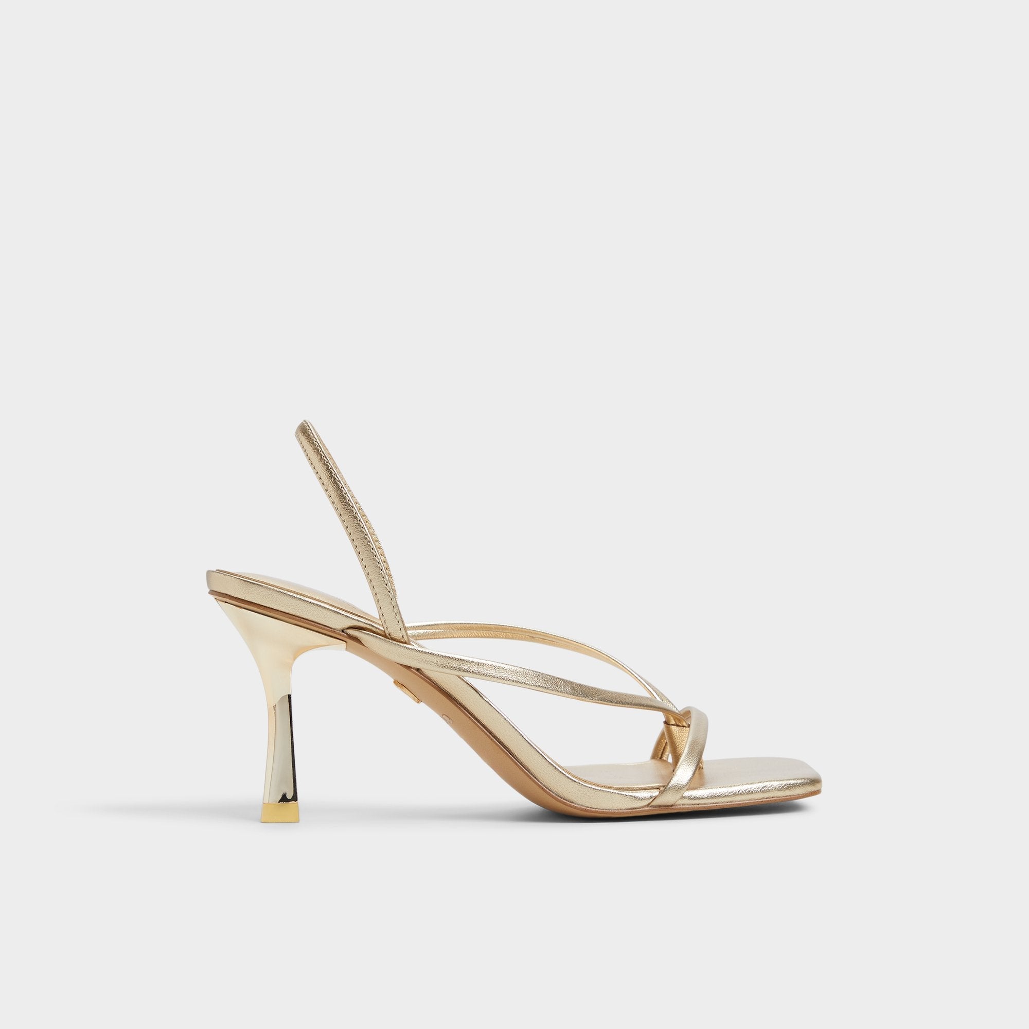 Aldo Riva Gold Women's Strappy sandals - Sling back heeled sandal, Stiletto heel Women