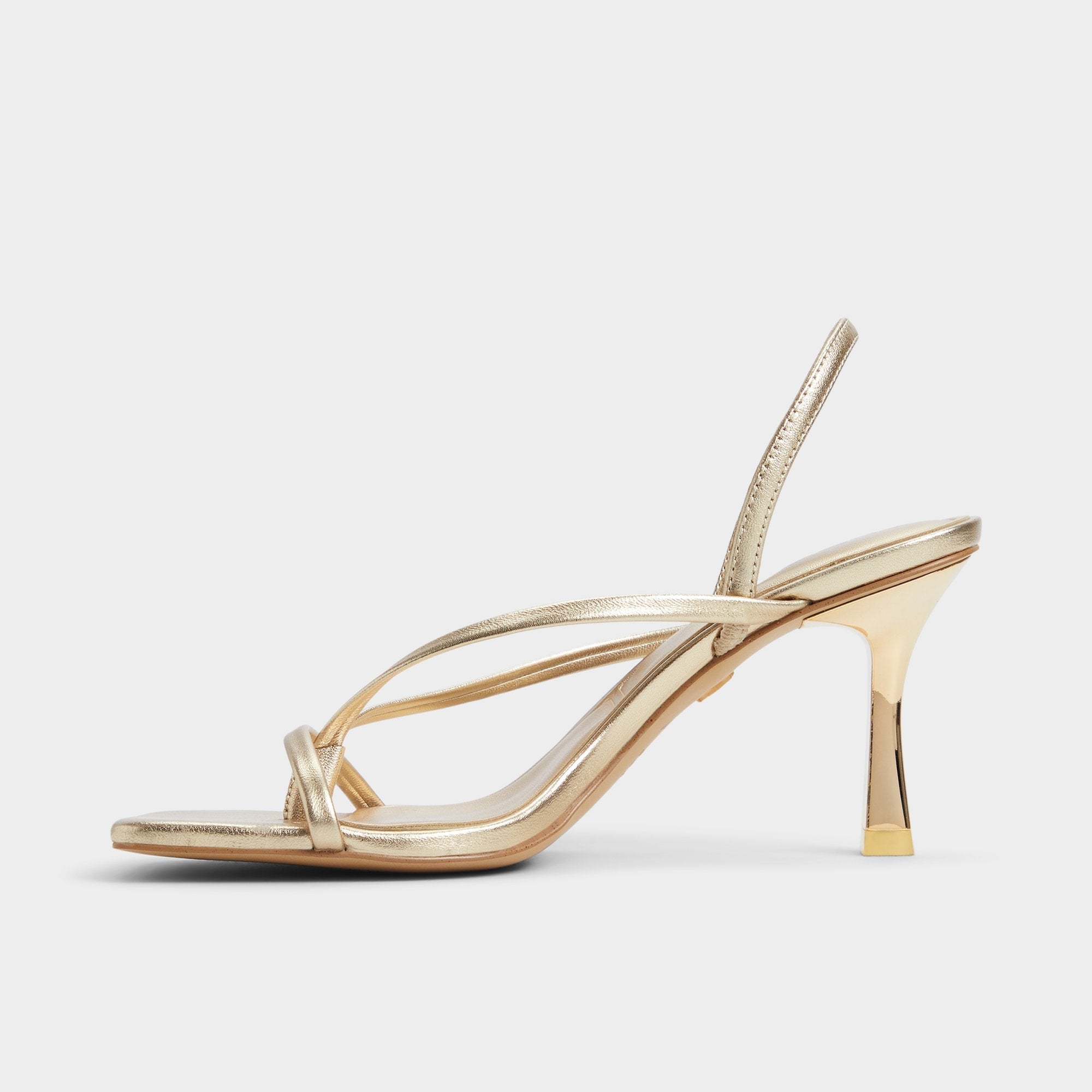 Aldo Riva Gold Women's Strappy sandals - Sling back heeled sandal, Stiletto heel Women