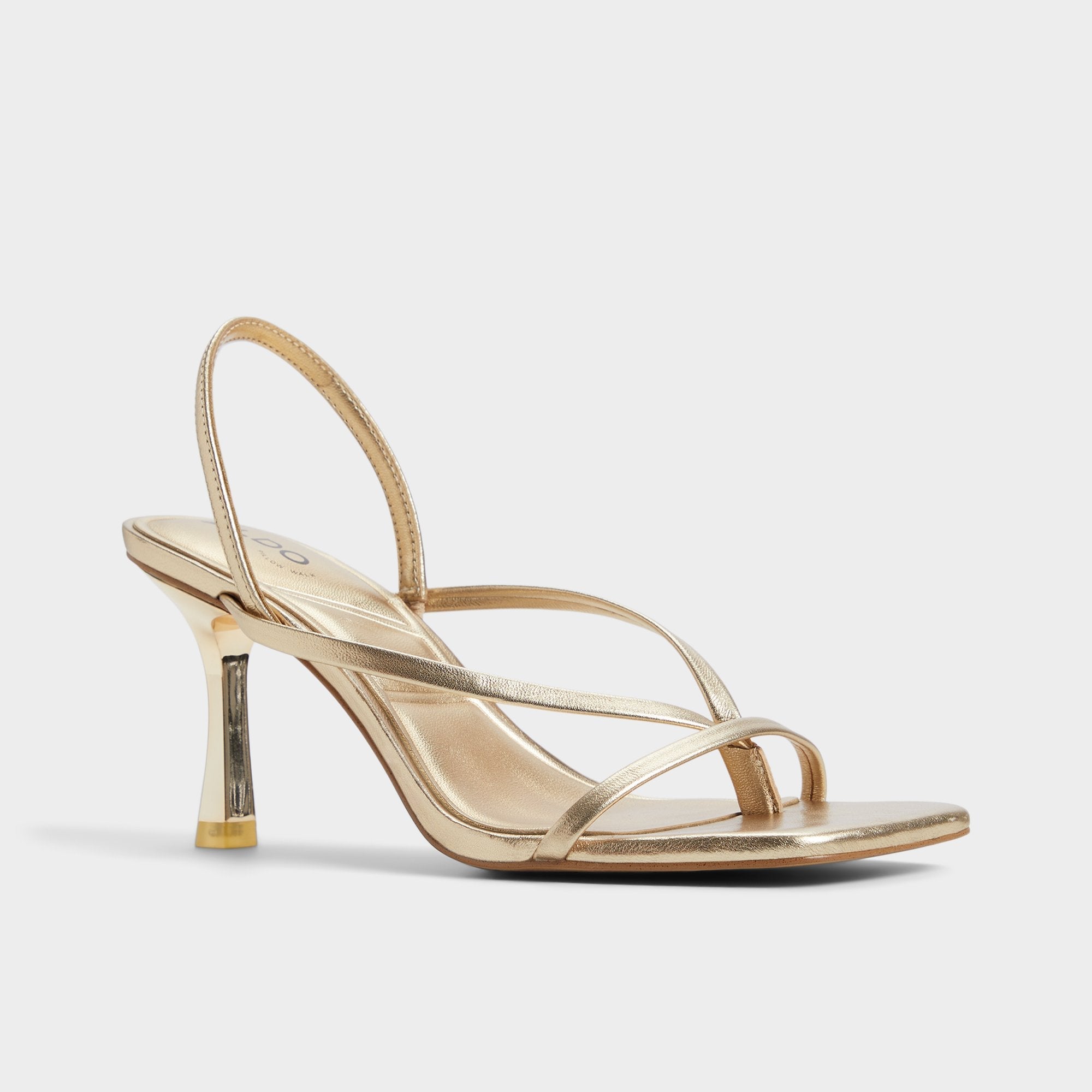 Aldo Riva Gold Women's Strappy sandals - Sling back heeled sandal, Stiletto heel Women