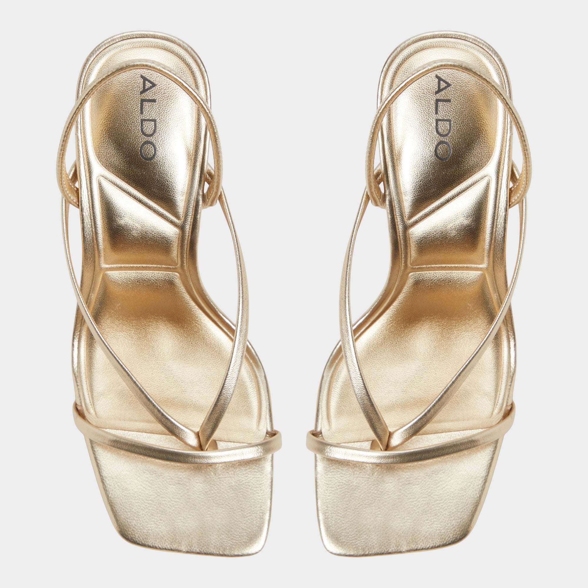 Aldo Riva Gold Women's Strappy sandals - Sling back heeled sandal, Stiletto heel Women