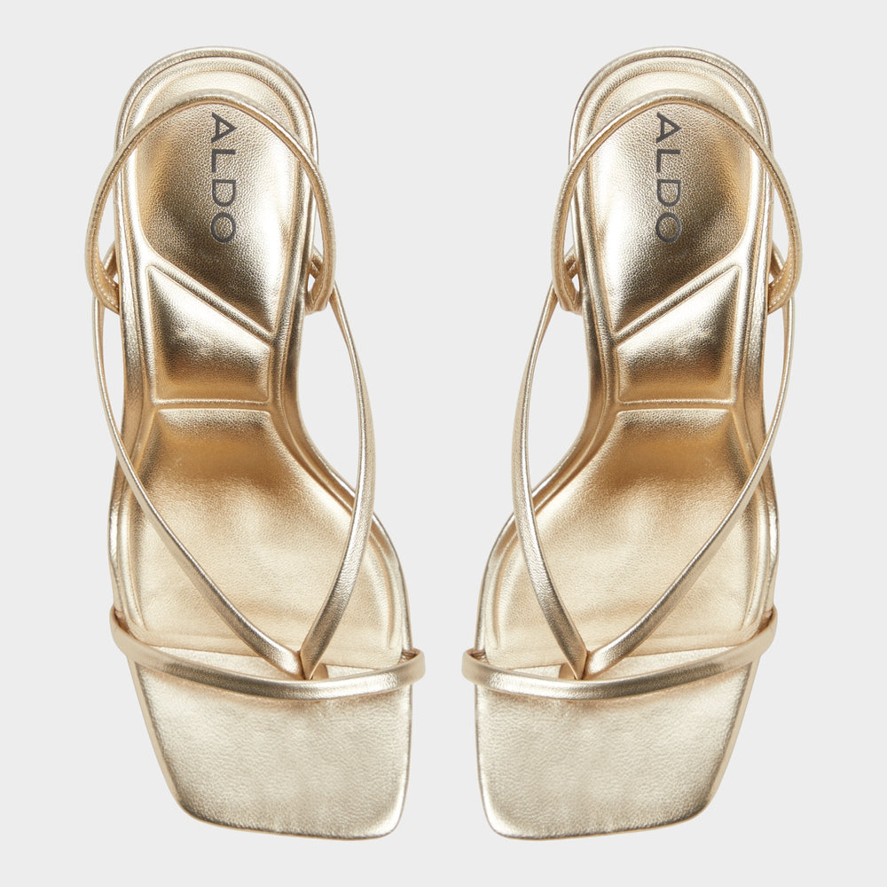 Aldo Riva Gold Women's Strappy sandals - Sling back heeled sandal, Stiletto heel Women