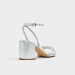 Aldo Bouclette Silver Women's Block heels - Strappy heeled sandal, Block heel Women