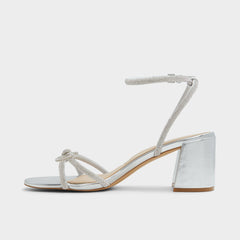 Aldo Bouclette Silver Women's Block heels - Strappy heeled sandal, Block heel Women