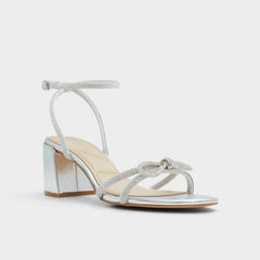 Aldo Bouclette Silver Women's Block heels - Strappy heeled sandal, Block heel Women