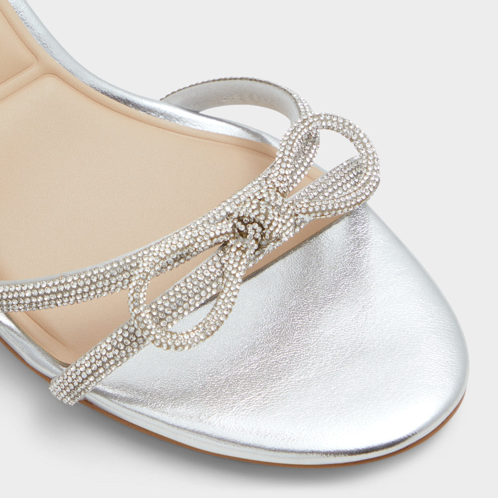 Aldo Bouclette Silver Women's Block heels - Strappy heeled sandal, Block heel Women
