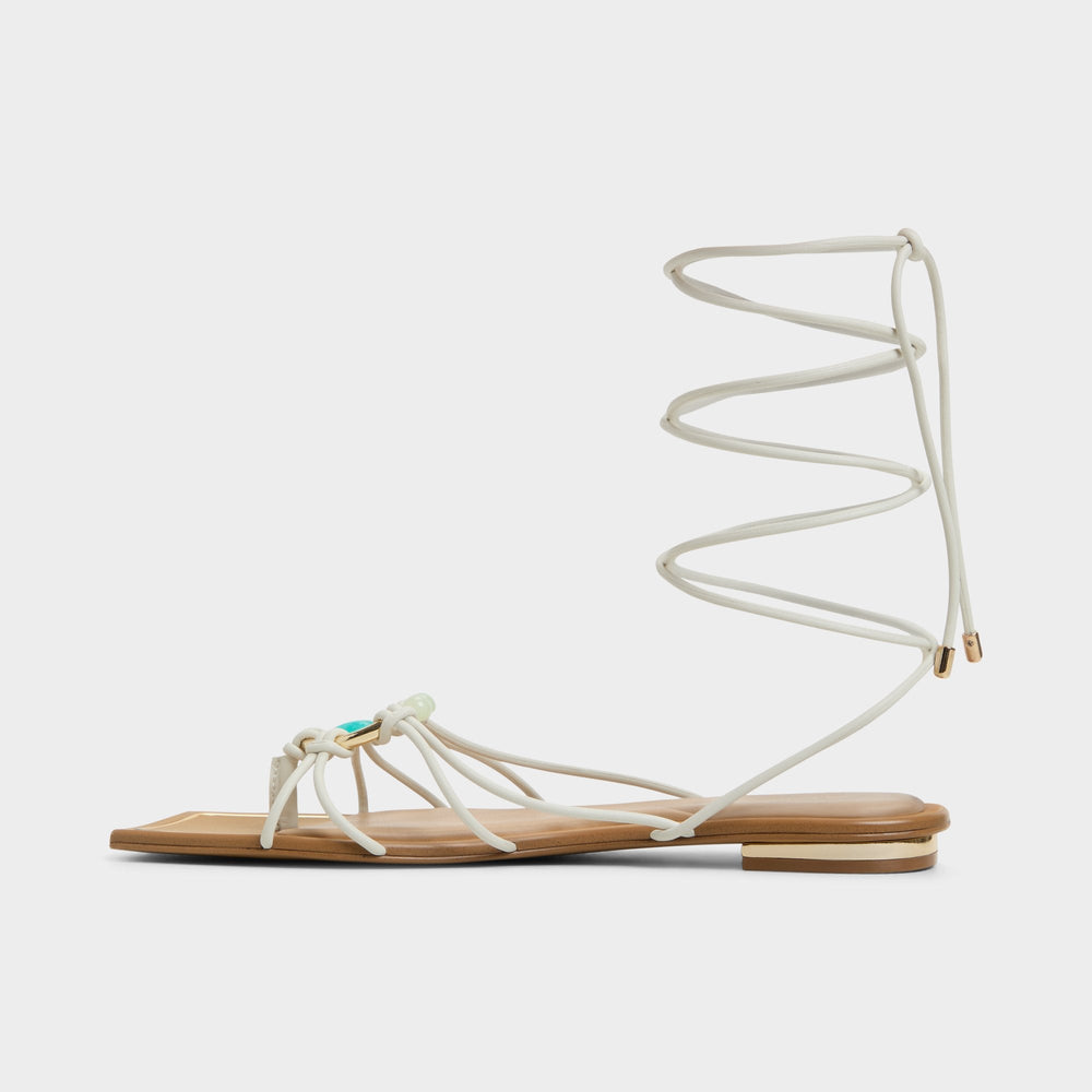 Aldo Nirena White/Bone Women's Flats - Strappy flat sandal Women