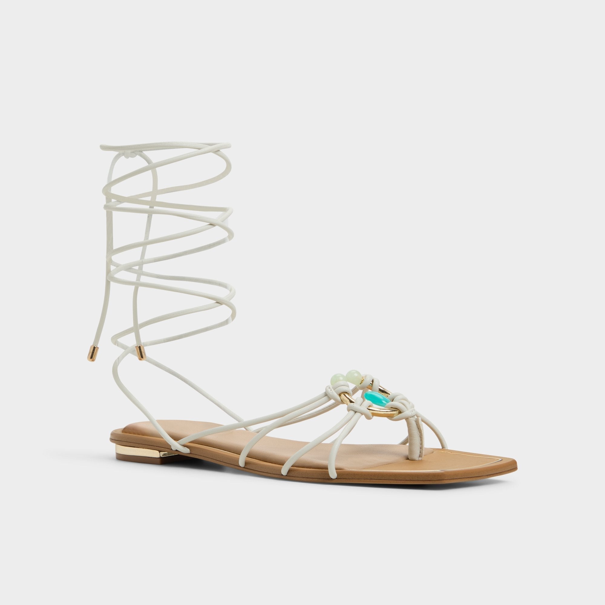 Aldo Nirena White/Bone Women's Flats - Strappy flat sandal Women