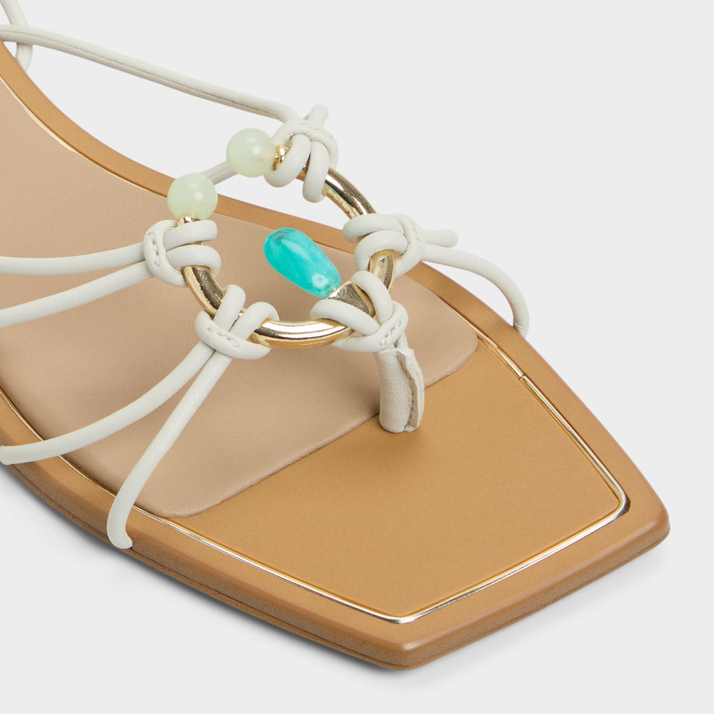 Aldo Nirena White/Bone Women's Flats - Strappy flat sandal Women