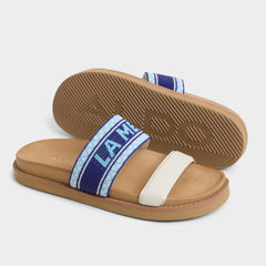 Aldo Beachvacay White/Blue Women's Footbed sandals - Slide sandal, Footbed sandal Women