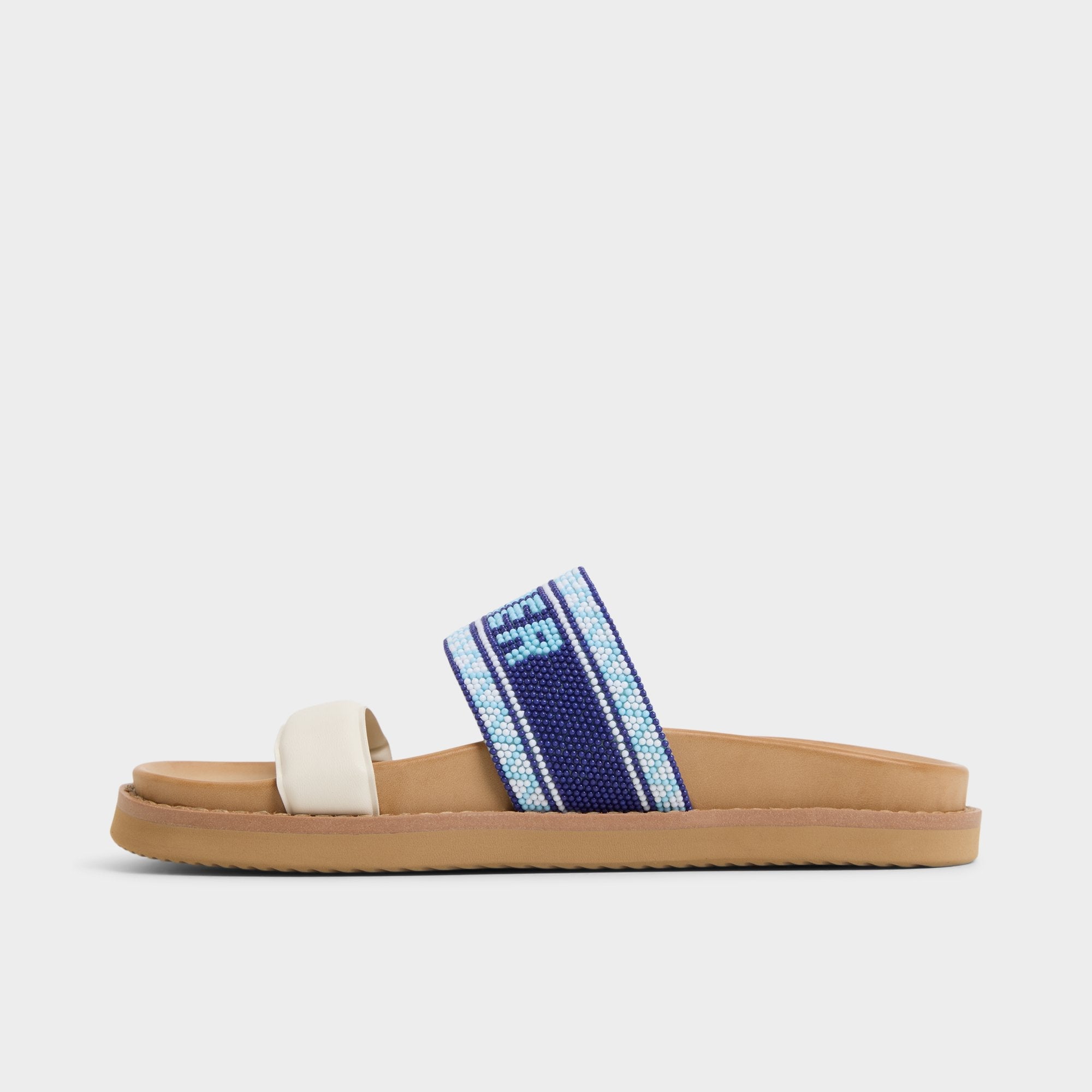 Aldo Beachvacay White/Blue Women's Footbed sandals - Slide sandal, Footbed sandal Women
