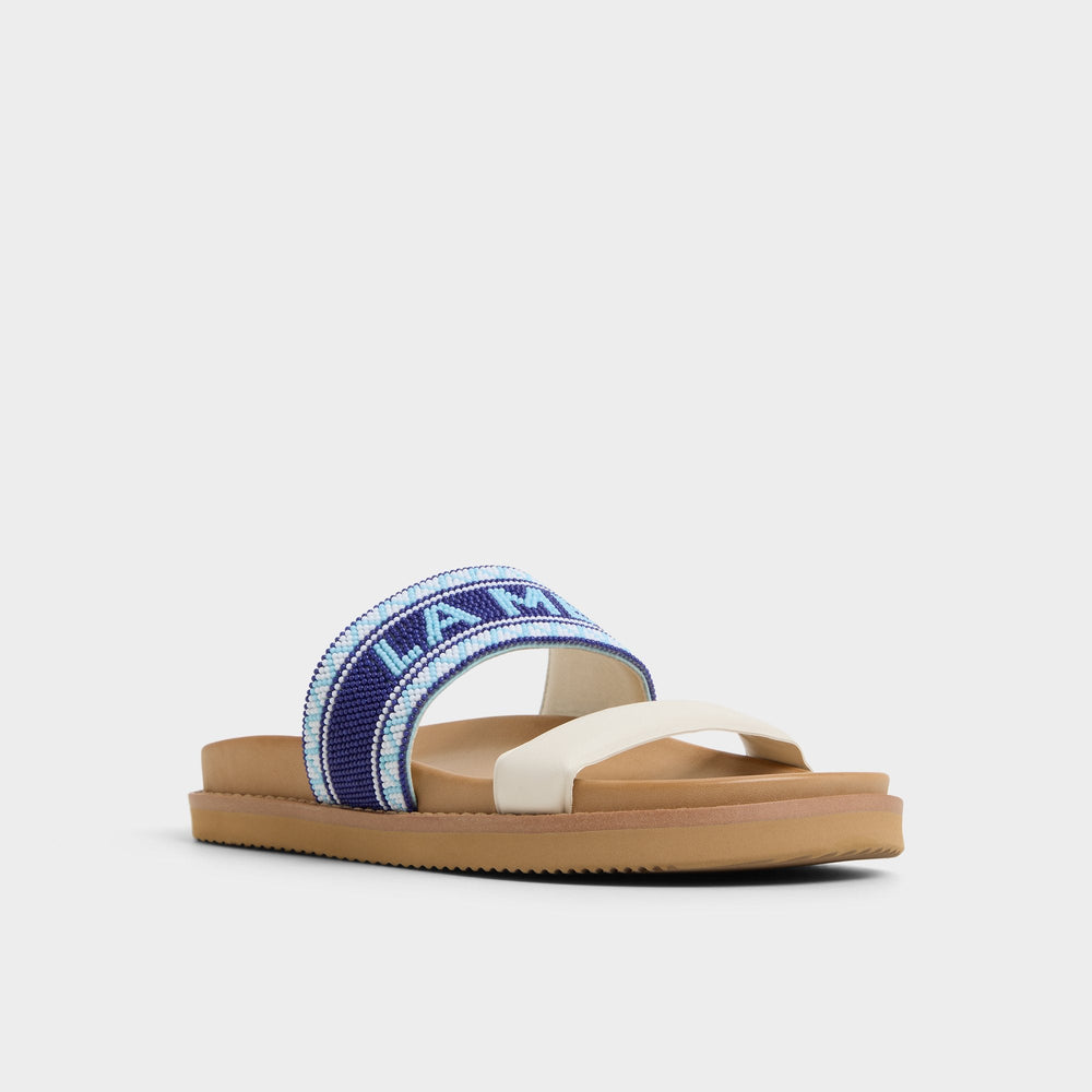 Aldo Beachvacay White/Blue Women's Footbed sandals - Slide sandal, Footbed sandal Women