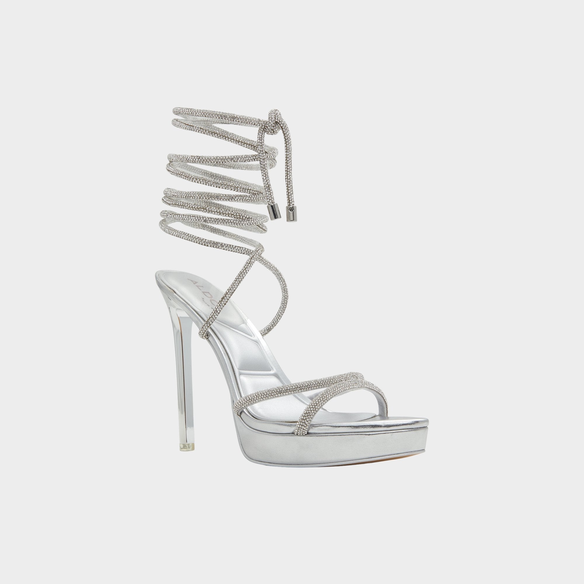 Aldo Izabella in Silver 13621003 - Strappy heeled sandal, Platform Women