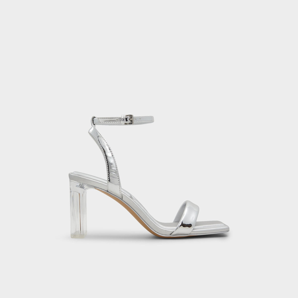 Aldo Aurorai Silver Women's Block heels - Strappy heeled sandal, Block heel Women