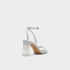 Aldo Aurorai Silver Women's Block heels - Strappy heeled sandal, Block heel Women