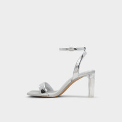 Aldo Aurorai Silver Women's Block heels - Strappy heeled sandal, Block heel Women