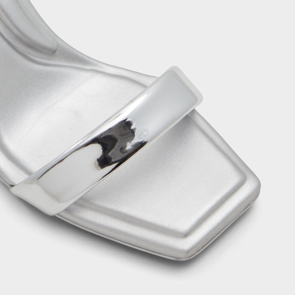 Aldo Aurorai Silver Women's Block heels - Strappy heeled sandal, Block heel Women