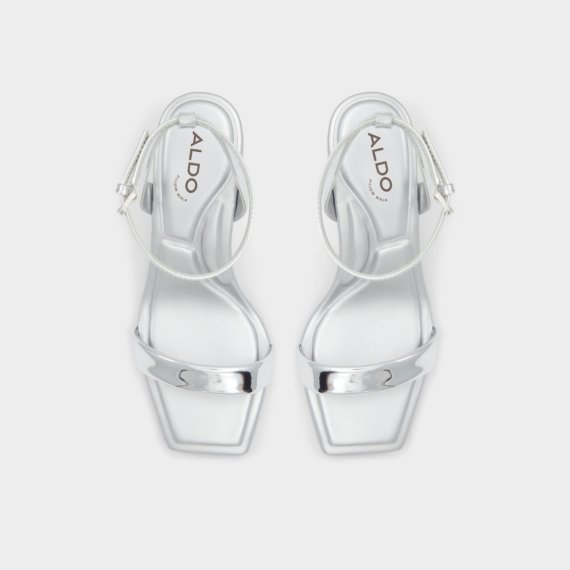 Aldo Aurorai Silver Women's Block heels - Strappy heeled sandal, Block heel Women