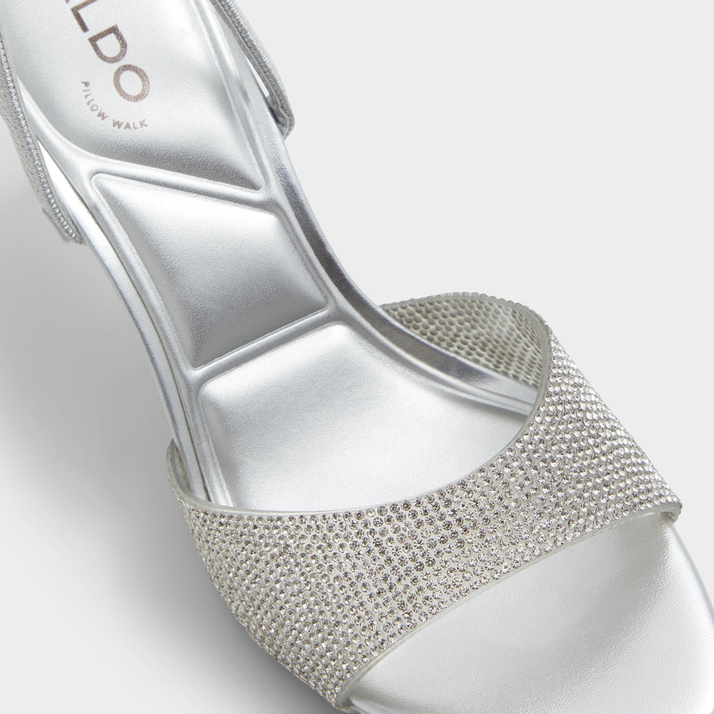 Aldo Aitana in Silver - Strappy heeled sandal, Stiletto heel Women