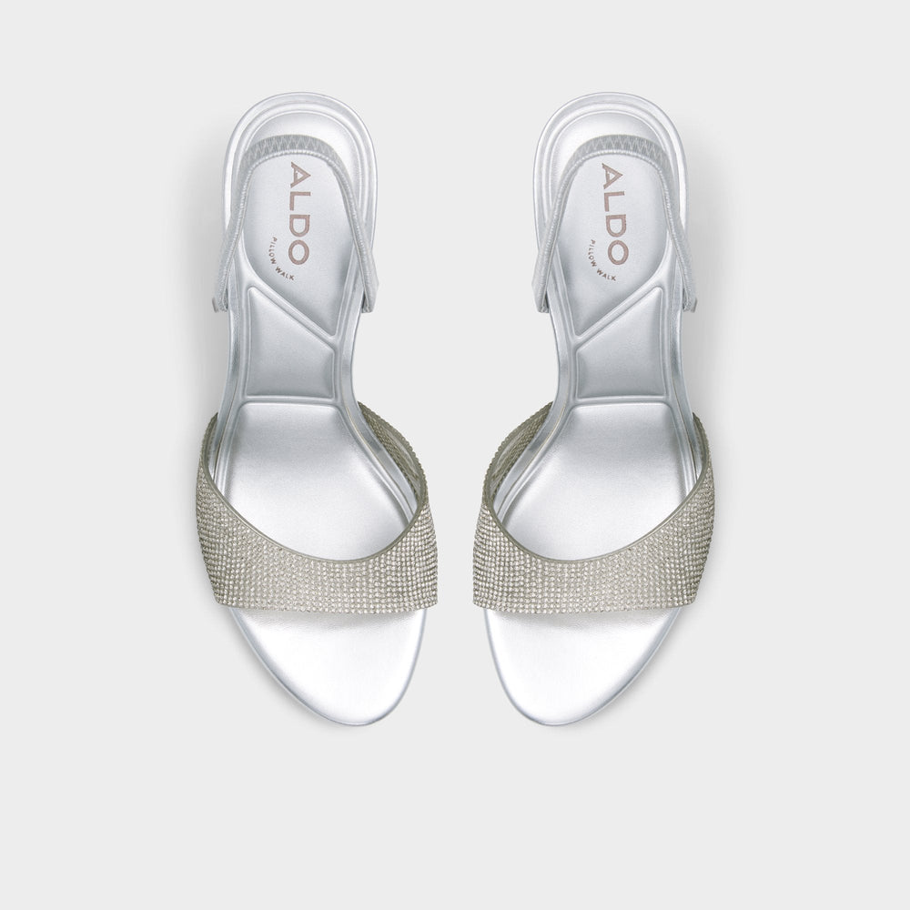 Aldo Aitana in Silver - Strappy heeled sandal, Stiletto heel Women