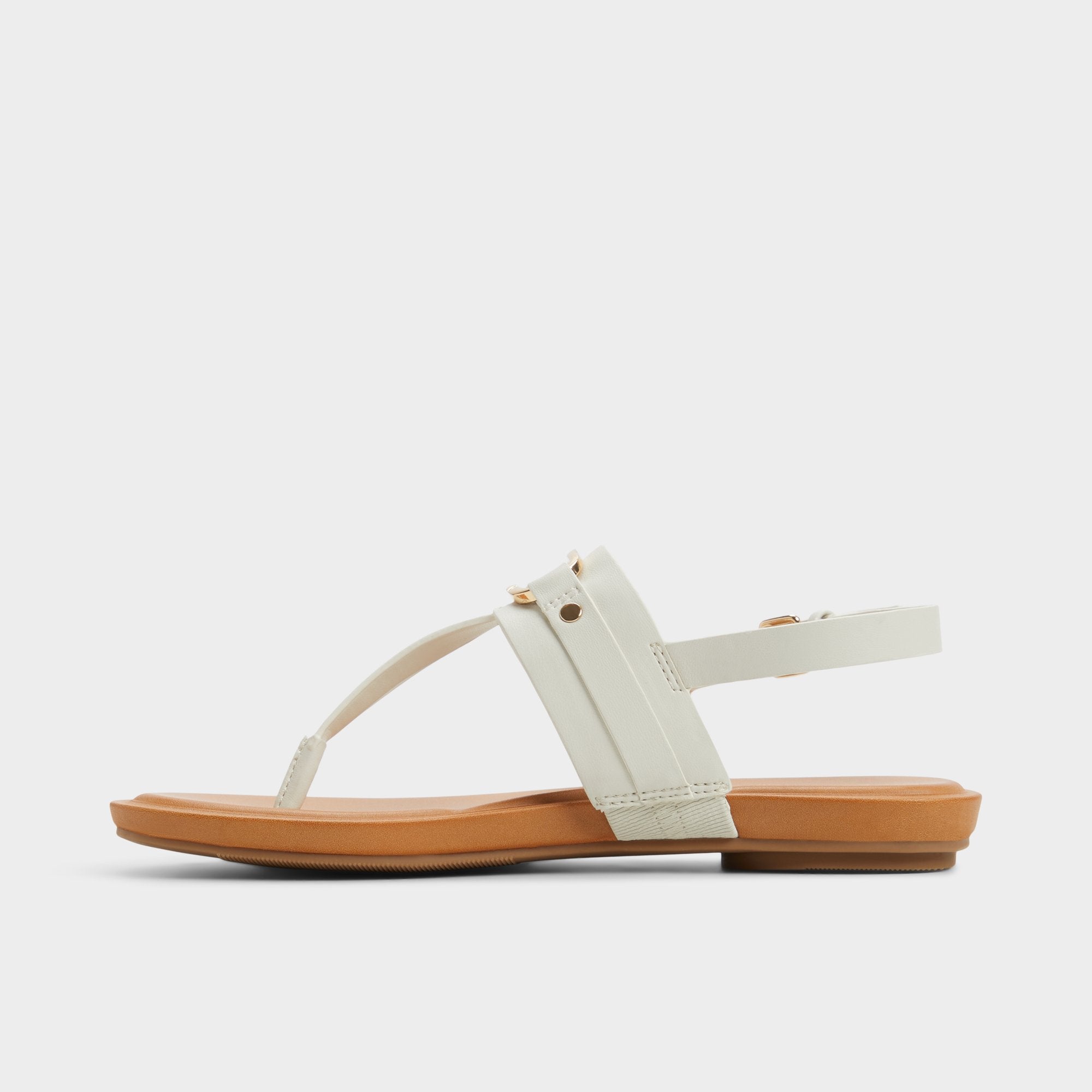 Aldo Taylen White/Bone Women's Footbed sandals - T-strap sandal Women