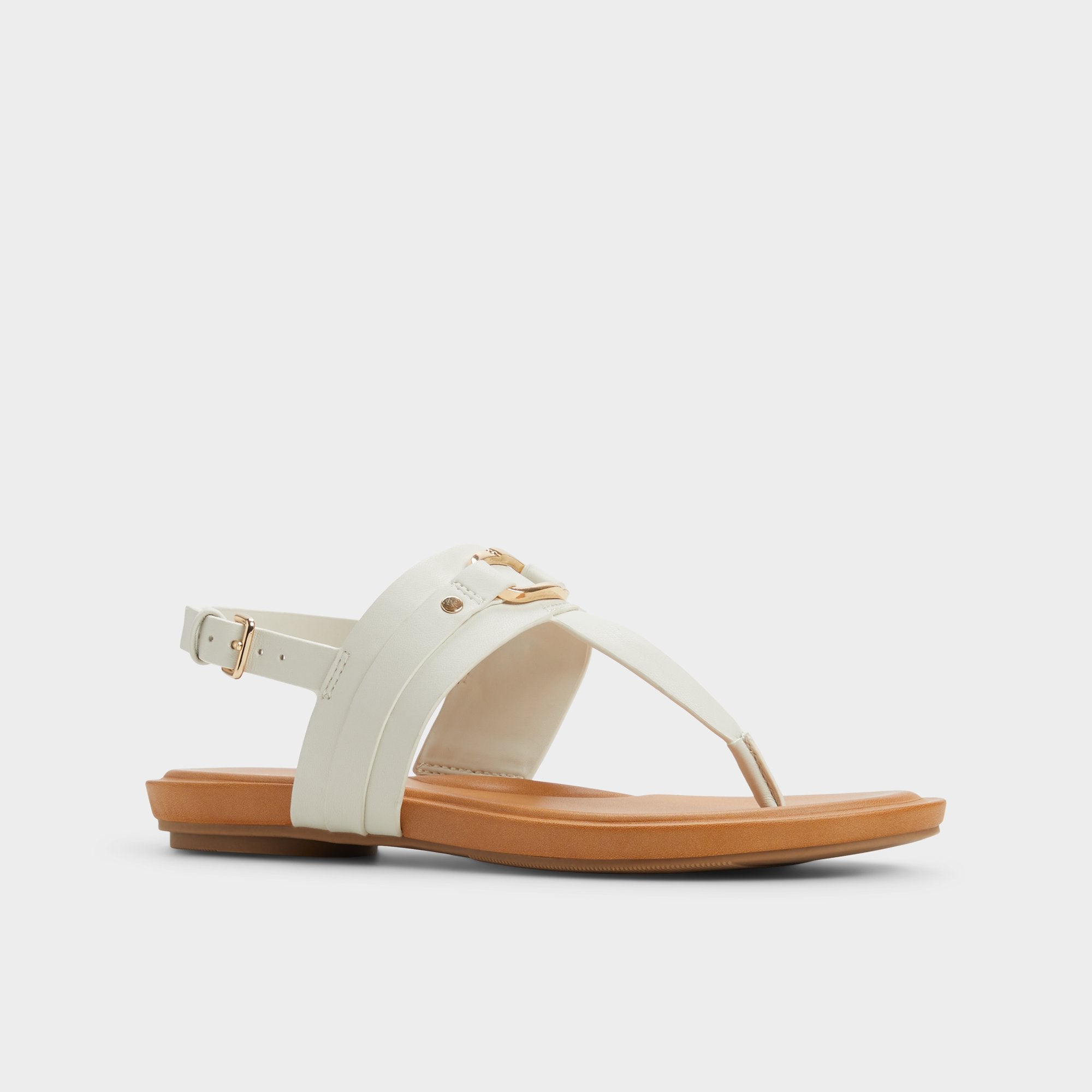 Aldo Taylen White/Bone Women's Footbed sandals - T-strap sandal Women