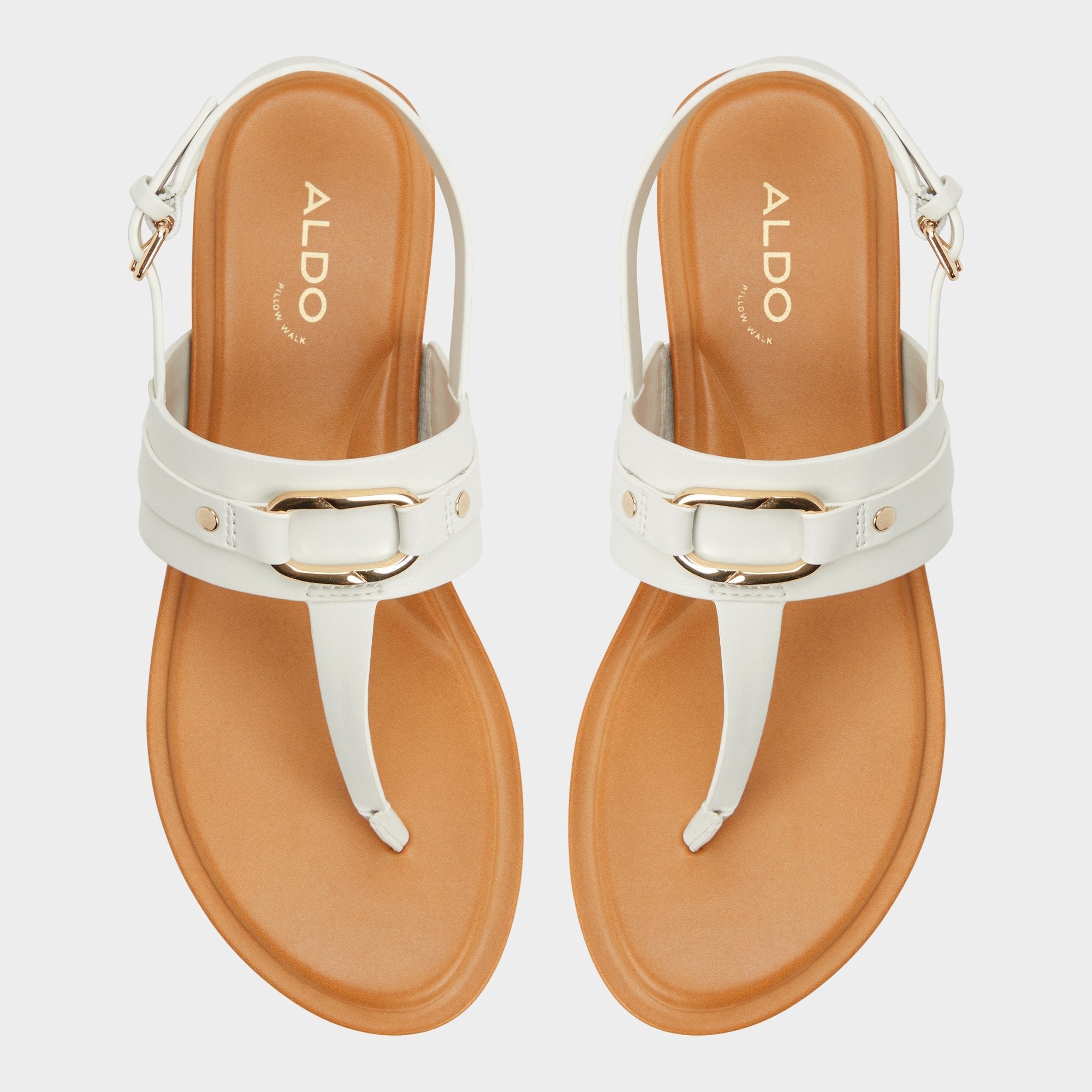 Aldo Taylen White/Bone Women's Footbed sandals - T-strap sandal Women