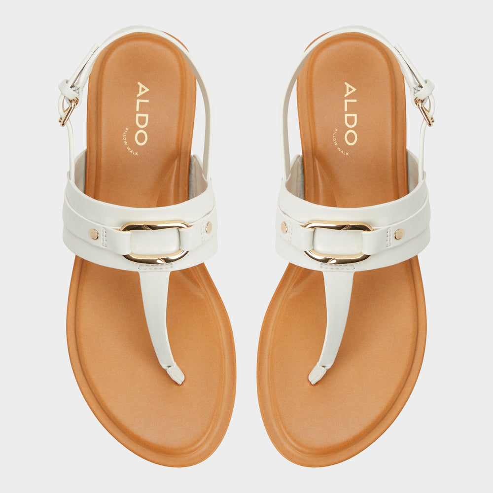 Aldo Taylen White/Bone Women's Footbed sandals - T-strap sandal Women