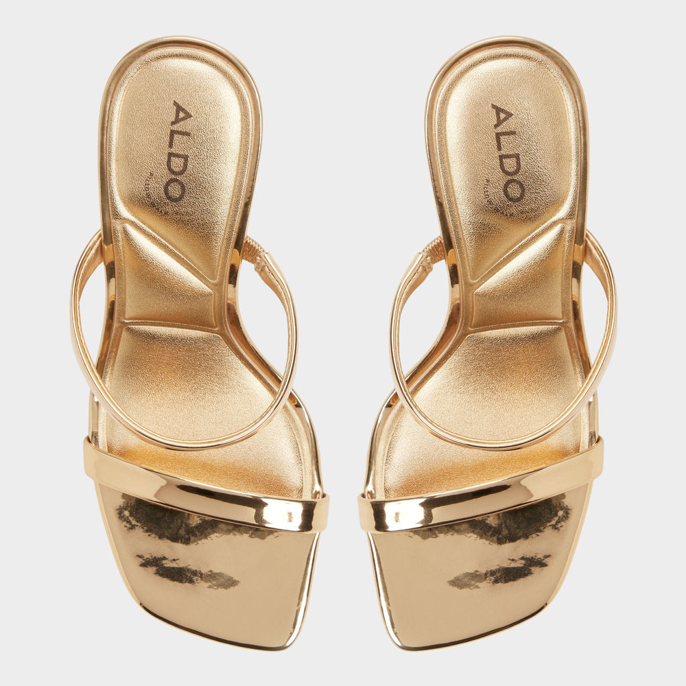 Aldo Evalyn in Gold - Strappy heeled sandal, Stiletto heel Women