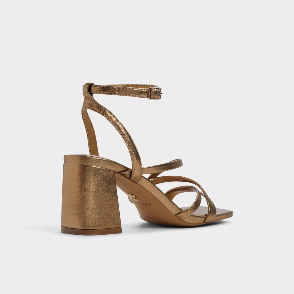 Aldo Esther Gold Women's Block heels - Strappy heeled sandal, Block heel Women