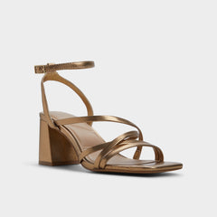 Aldo Esther Gold Women's Block heels - Strappy heeled sandal, Block heel Women